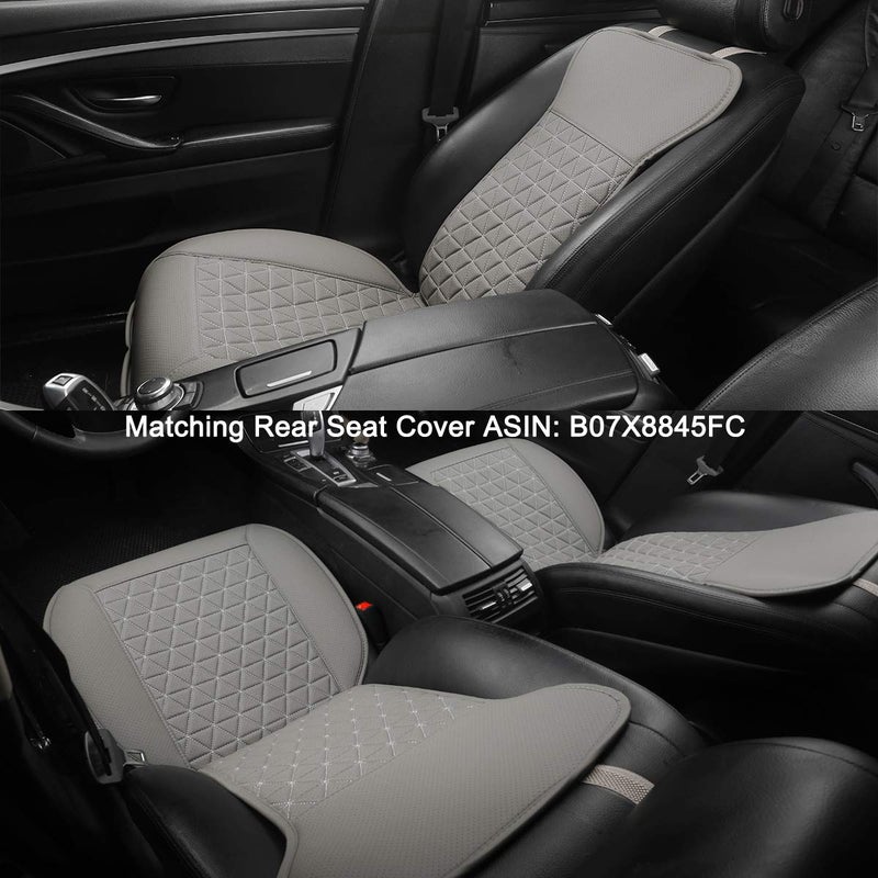 Black Panther 1 Pair Luxury PU Car Seat Covers Protectors for Front Seats, with Partial Backrest Coverage (Middle Part Only), Triangle Pattern, Compatible with 95% Cars - Grey - Image 4